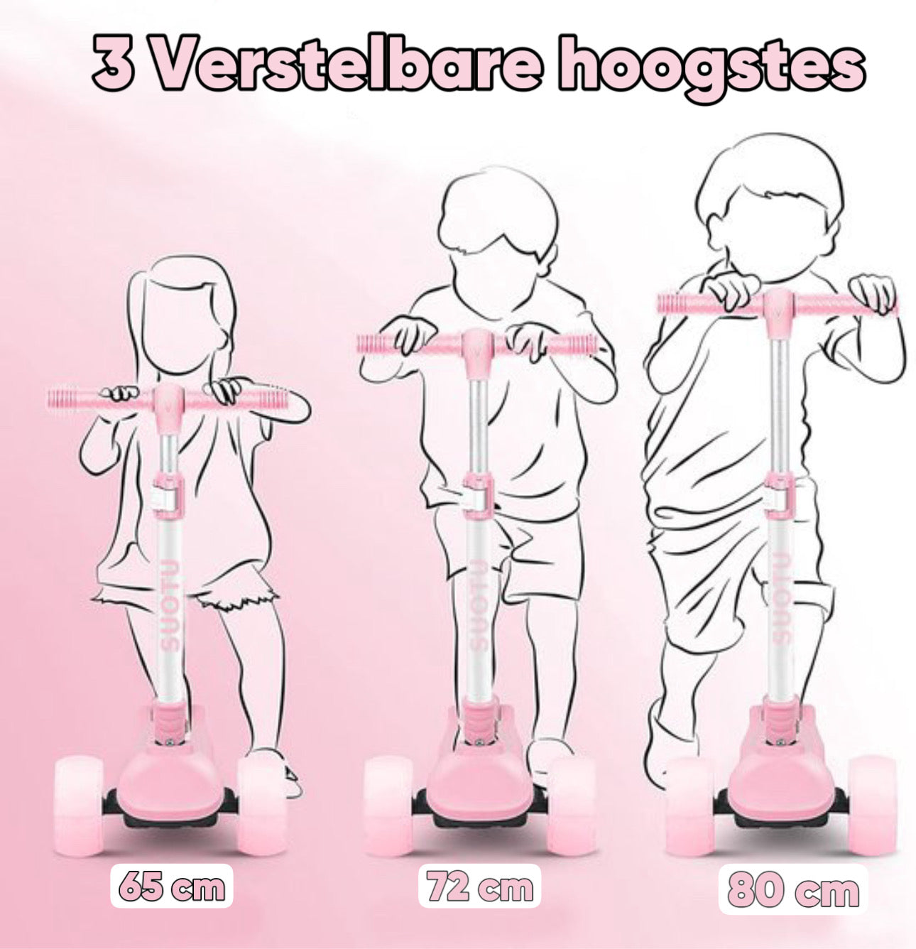 Suotu Kinderstep - 3 wieltjes - Roze